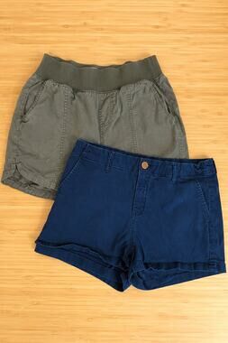 Women's Large (32W) Shorts Bundle - Navy & Olive 2 Pair